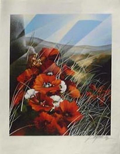 null CHICKEN Raymond (1934) "The poppies" - Original lithograph signed lower right...