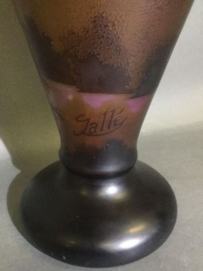 null Dans le goût de GALLE, Vase en verre multicouche de forme balustre à décor dégagé...