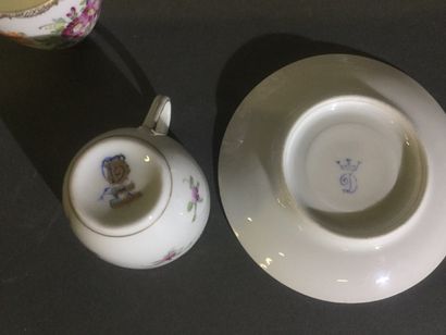 null DRESDEN, Fine porcelain espresso set with flowers and gilding comprising: 9...