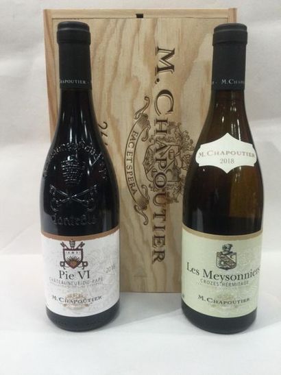 null coffret M.CHAPOUTIER : 1 CROZES HERMITAGE "les Meysonniers" 2018 (blanc) et...