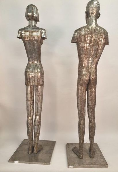 null Milutin MRATINKOVIC, "Guardians of Consciousness", large pair of stainless steel...