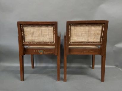 null JEANNERET Pierre (1896-1967), Pair of armchairs model known as "TAKE DOWN ARMCHAIR",...