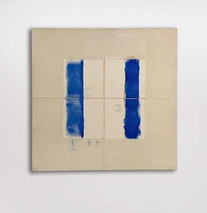 null Jean DEGOTTEX (1918-1988), Depli bleu , Acrylique sur papier marouflé sur toile,...