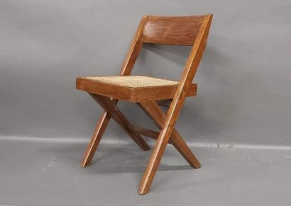 null JEANNERET Pierre (1896-1967), Paire de chaise modèle dit "Cane sit wood back...