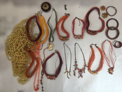 Orange, red and yellow costume jewellery...