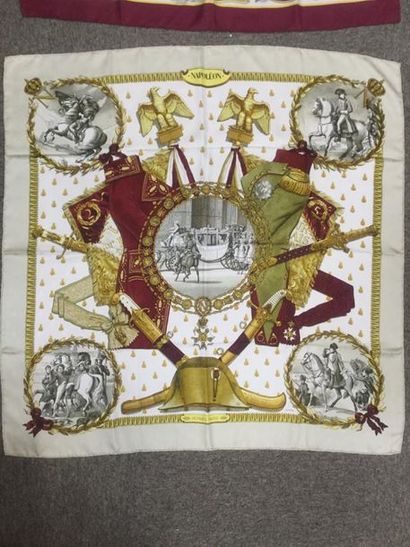null HERMES, carré en soie sur le thème de Napoléon dessin par Ledoux, dim 87 x 87...