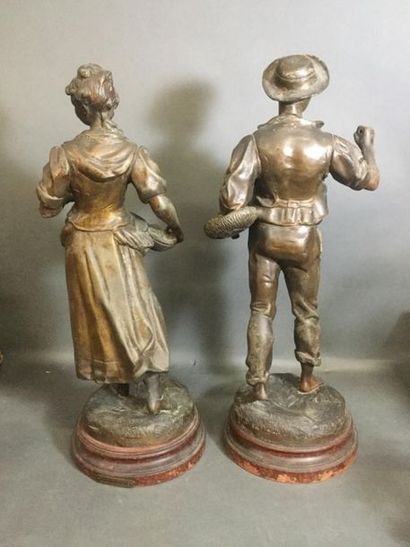 null Adolphe Jean LAVERGNE (act.1863-1928), Paire de sculptures en régule figurant...