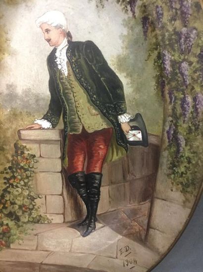 null Eugénie DEBRAUX (XIX-XX), portrait d'un gentilhomme tenant une lettre, huile...