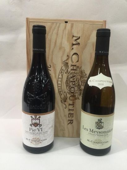 null coffret M.CHAPOUTIER : 1 CROZES HERMITAGE "les Meysonniers" 2018 (blanc) et...