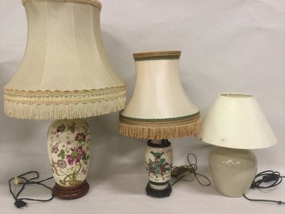 Lot de 3 LAMPES en céramique : Une en faïence...