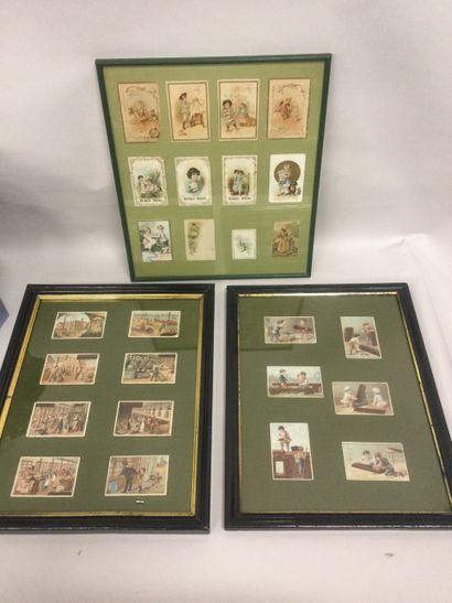 null lot of 26 advertising cards "SOUCHARD" and "ARLATTE". in 3 frames under gla...