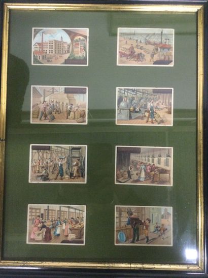null lot of 26 advertising cards "SOUCHARD" and "ARLATTE". in 3 frames under gla...
