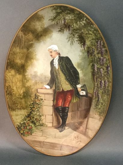 null Eugénie DEBRAUX (XIX-XX), portrait d'un gentilhomme tenant une lettre, huile...