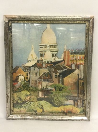 null Suzanne VALADON, reproduction under glass of the Sacré Coeur seen from the garden...
