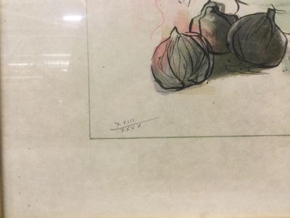 null LE HORY BUISSON (XXth), Still life with figs, Lithograph, SBD and numbered 18/35...