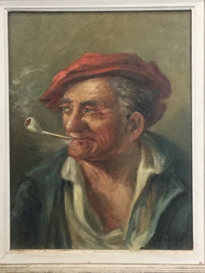 null BERARD Christian Jacques (1902-1949), Portrait d'homme à la pipe, HST, SBD,...