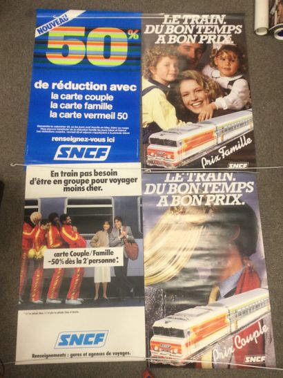 Lot de 4 AFFICHES SNCF, années 80, 100 x...
