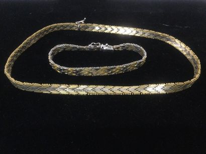 null PARURE composée d'un collier et d'un bracelet en argent et vermeil, poids :...