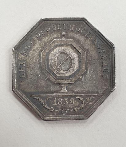 null JETON de NOTAIRE de l'arrondissement de Lyon en argent, 1839, poids : 15 g