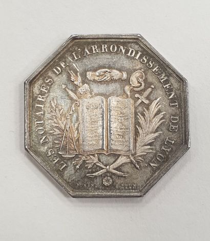 null JETON de NOTAIRE de l'arrondissement de Lyon en argent, 1839, poids : 15 g