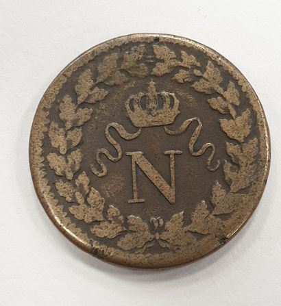 null MONNAIE MODERNE - Blocus de Strasbourg, 1 Décime 1814 BB, coin choqué.