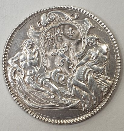 null JETON - ACADEMIE LITTERAIRE de Lyon, 1700, argent, poids : 10, 6 g