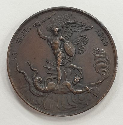 null MEDAILLE - Naissance d'Henry V Duc de Bordeaux, cuivre, 1820, diam. 39 mm, Poids...