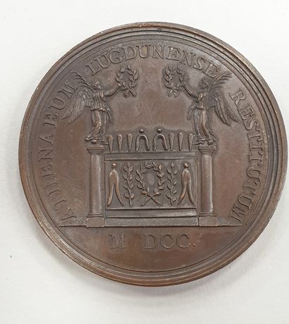 null MEDAILLE - Sciences et belles Lettres, art de Lyon, cuivre, 1830, diam. 49 mm,...