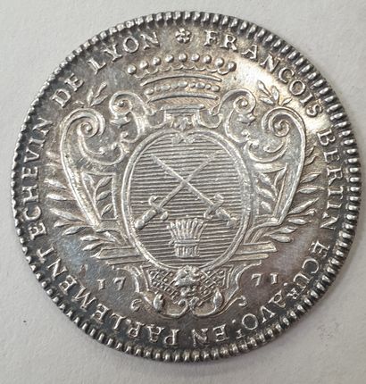 null JETON - François BERTIN echevin de Lyon, 1771, argent, poids : 9,7 g, SPL