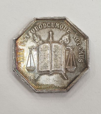 null JETON de NOTAIRE de l'arrondissement de Lyon en argent, entre 1860 et 1880,...
