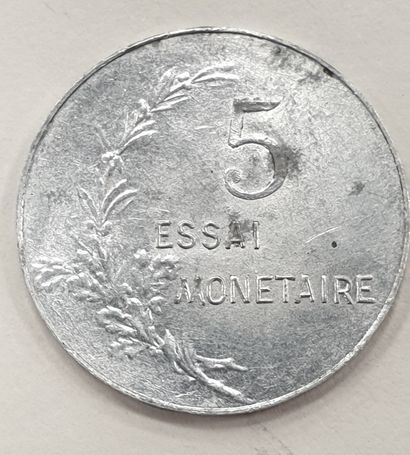 null MONNAIE MODERNE - ESSAI Monétaire 5 Centimes 1908 en aluminium, Poids 1,59 ...