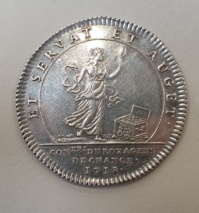 null JETON - LOUIS XV ,Corporation des agents de change, 1718, argent.
