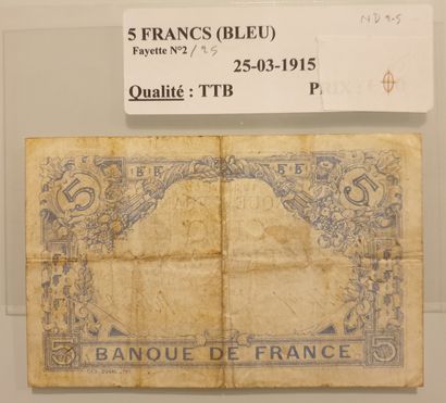null BILLET FRANCE - 5 Francs Bleu - 23-03-191915 - TTB