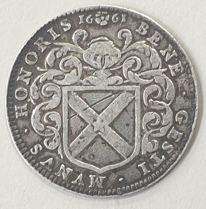 null JETON - JEAN POULLAIN échevin de Nantes, 1661, argent, poids : 6,5 g,