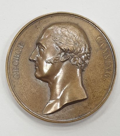 null MEDAILLE - Georges CANNING, 1827, cuivre, diam. 51 mm, poids : 55 g.