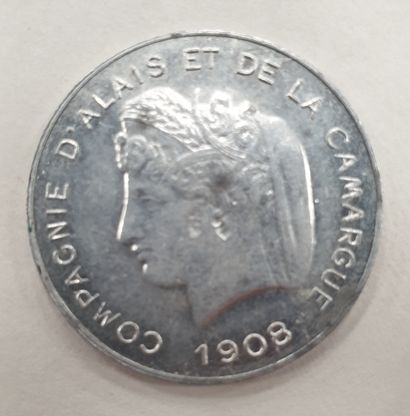 null MONNAIE MODERNE - ESSAI Monétaire 10 Centimes 1908 en aluminium, Poids 3,06...