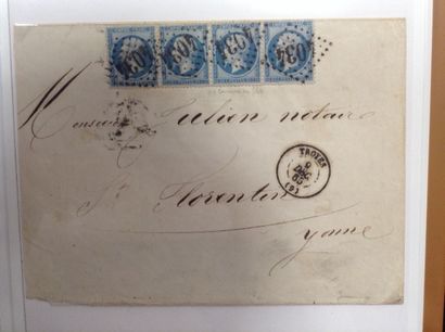 null Lot de timbres sur enveloppes: 

- Bande de 4 N° 14-II, Empire Français, Nap...