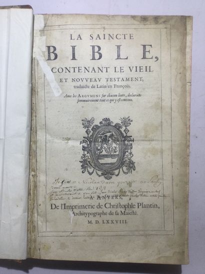 null La SAINTE BIBLE, contenant le vieil et nouveau testament; traduicte de Latin...