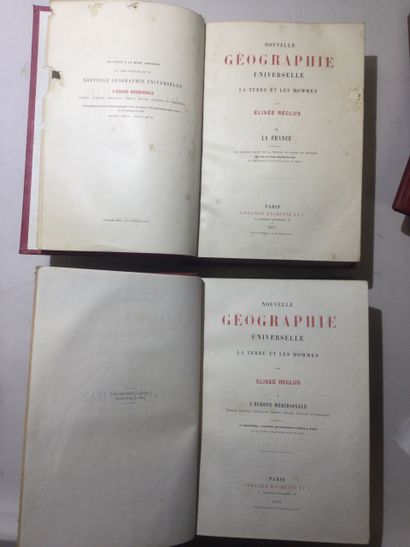 null Lot de 4 Volumes traitant le thème de la GEOGRAPHIE : Elisée RECLUS, Nouvelle...