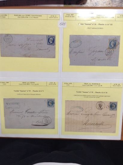 null Lot de timbres sur enveloppes: 

- N° 14-I, Empire Français Nap III, 20 cts,...