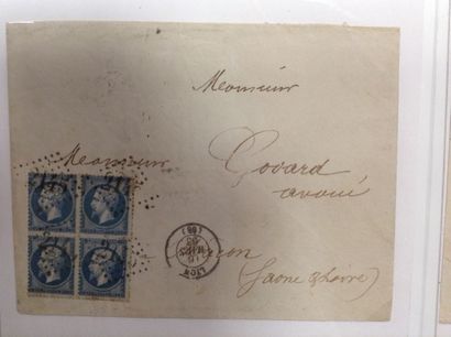 null Lot de timbres sur enveloppes: 

- Bande de 4 N° 14-II, Empire Français, Nap...