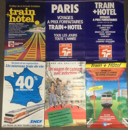 Lot de 6 AFFICHES SNCF, années 80, 100 x...