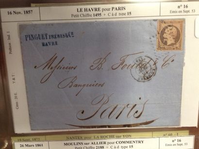 null Lot de timbres sur enveloppes : 

- N° 16, Empire Français Nap III, 40 cts,...