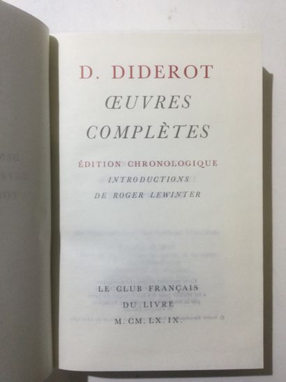 null DIDEROT, Oeuvres complètes, 15 Volumes In-8, reliures éditeur pleines basane,...