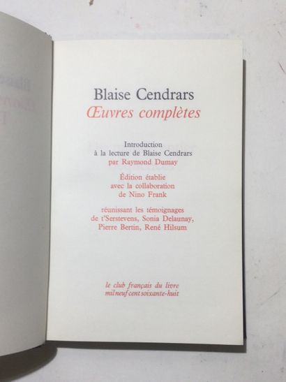 null Blaise CENDRARS, Oeuvres complètes en 16 Volumes In-8, cartonnage éditeur richement...