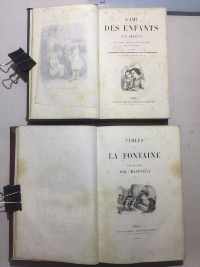 null Lot de 6 reliures XIXème illustrées comprenant : Jules VERNE, Voyages et aventures...