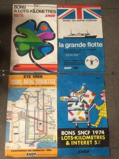 Lot de 4 AFFICHES SNCF, années 60-70, 100...