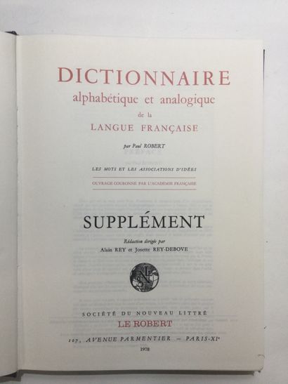 null [ENCYCLOPEDIE] - Paul ROBERT, Dictionnaire alphabétique et analogique de la...