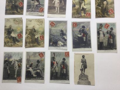 null Ensemble de 19 cartes postales sur le thème de l'histoire de Napoléon.
