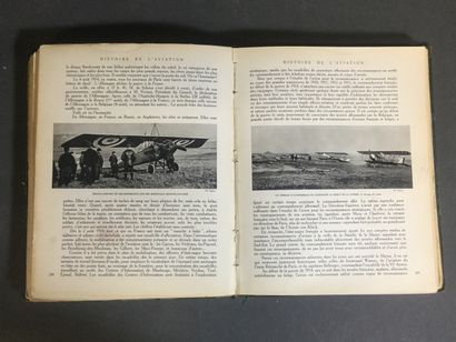 null René CHAMBRE, Histoire de l'aviation, 1 Vol. in-4 demi reliure cuir à coins,...
